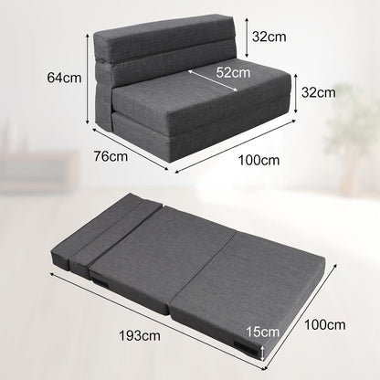 Schlafsessel mit Bettfunktion & Memory Schaum – Dunkelgrau 100x190cm