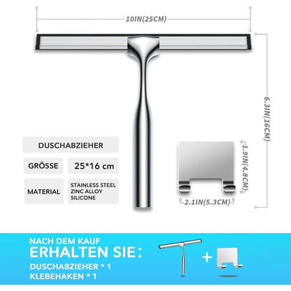 Duschabzieher 25cm Edelstahl mit Haken, Silber