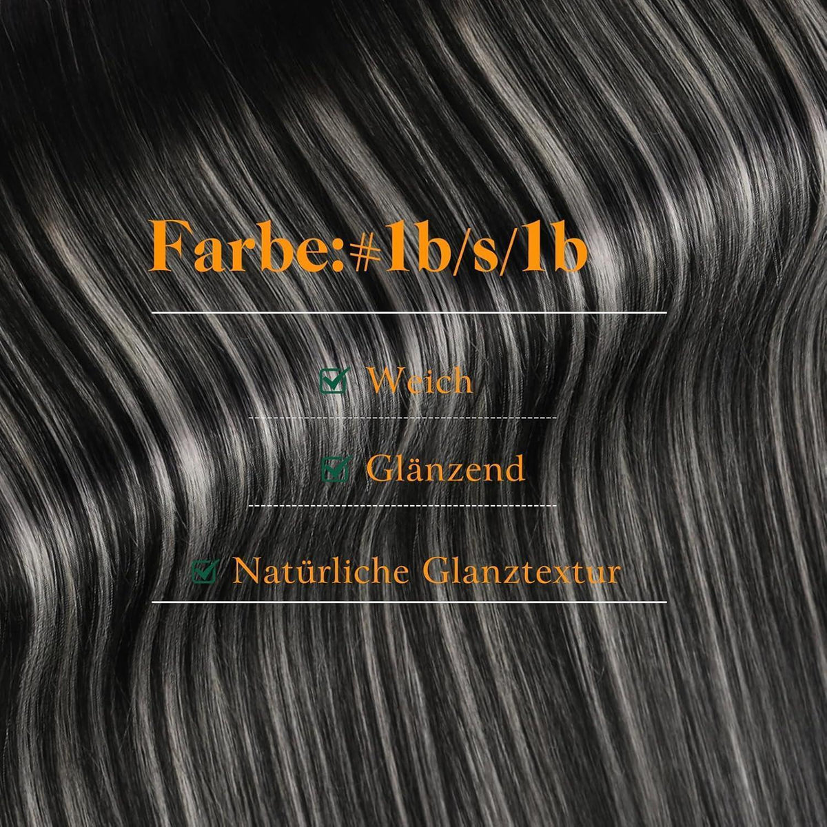 Silber Ombre Echthaar Tape-in Extensions Schwarz 40cm
