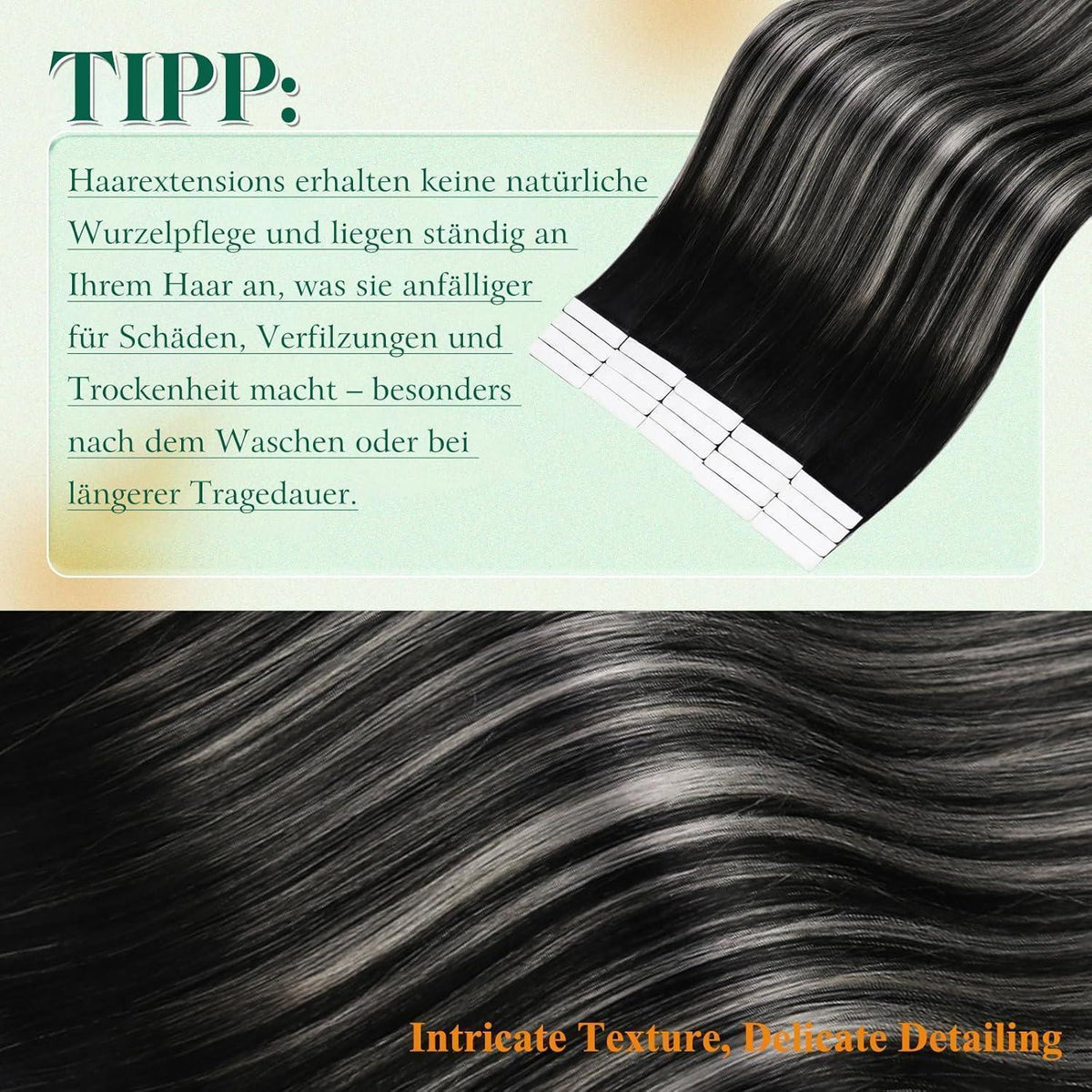 Silber Ombre Echthaar Tape-in Extensions Schwarz 40cm