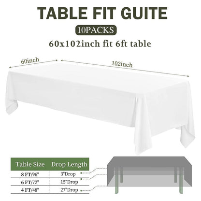 Weißes Tischtuch 10er-Pack, 153x260 cm, Rechteckig