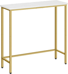 Schmaler Konsolentisch Weiß-Gold 75cm Flur Beistelltisch HOOBRO