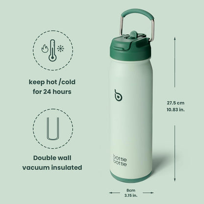 Edelstahl Trinkflasche 24oz mit Strohhalm, Griff und
