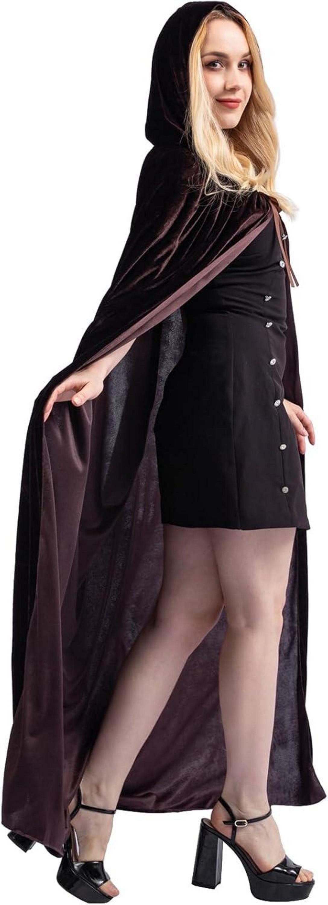 Samt Umhang mit Kapuze Halloween Vampir Kostüm Braun L