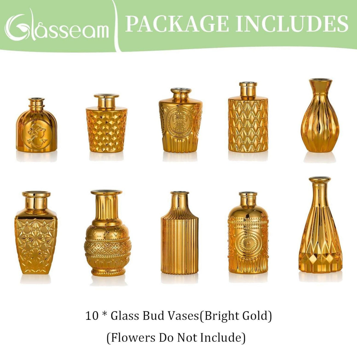 Glasseam Blumenvasen Set Gold Vintage 10er Glasvasen Klein Landvilla