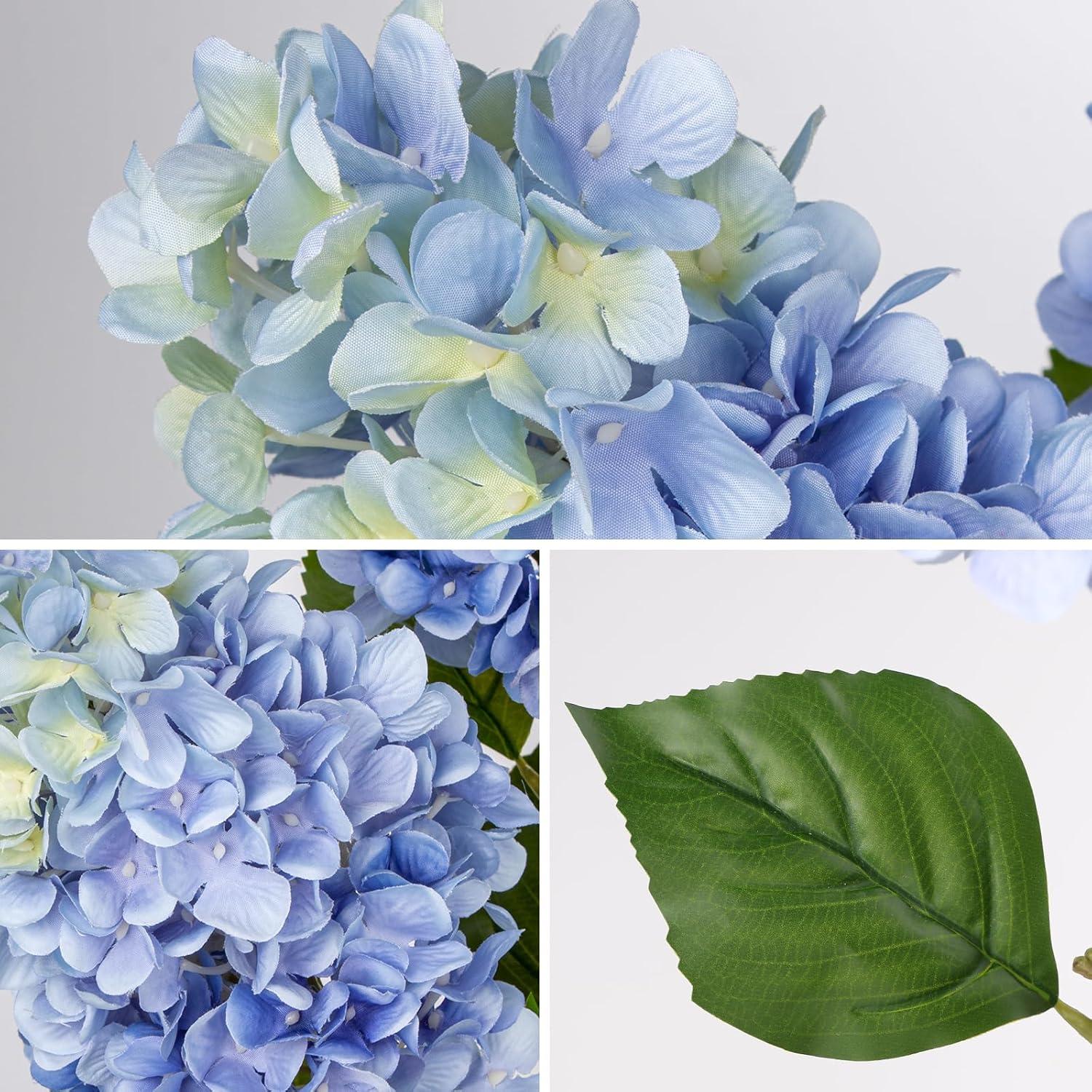 Künstliche Hortensien 3er Set Frühlingsblumen Dekoblumen 73CM Hellblau