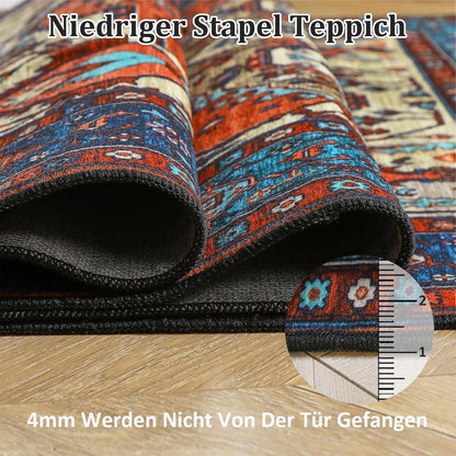 Boho Teppich Weich Rutschfest Vintage Design Rot 160x230cm