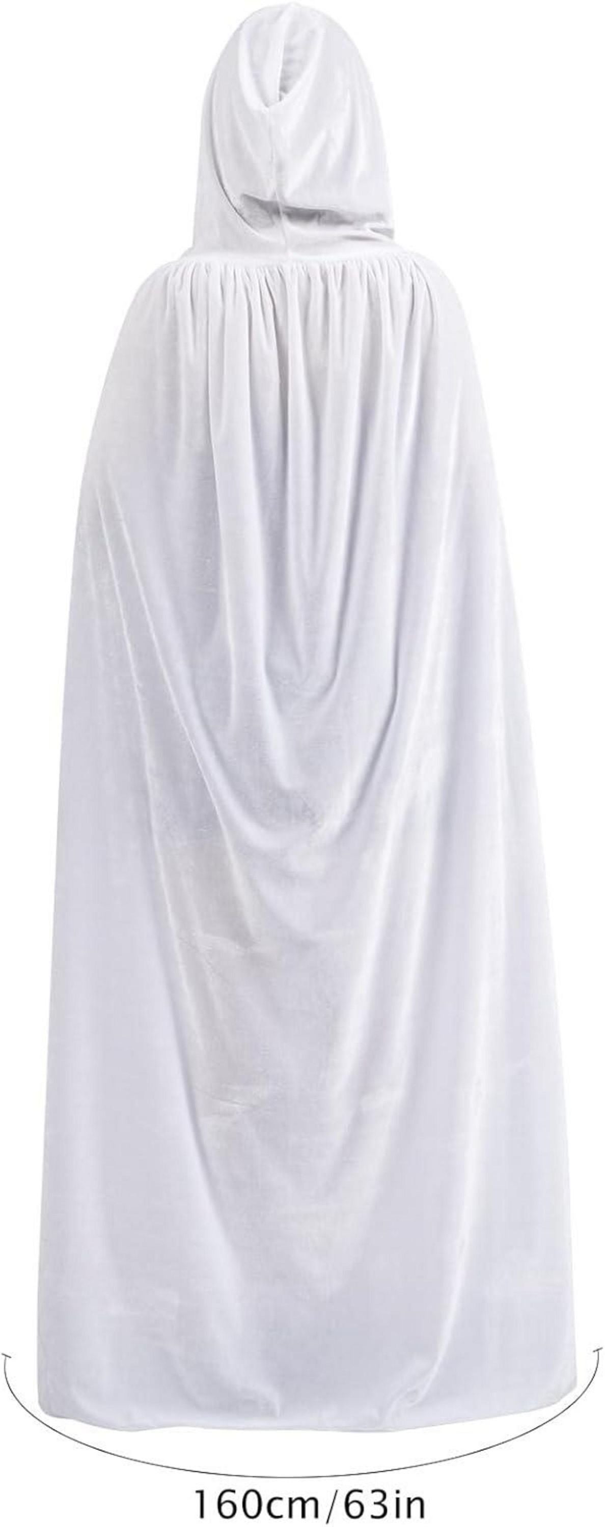 Halloween Umhang mit Kapuze Samtstoff Vampir Kostüm Weiß XXL