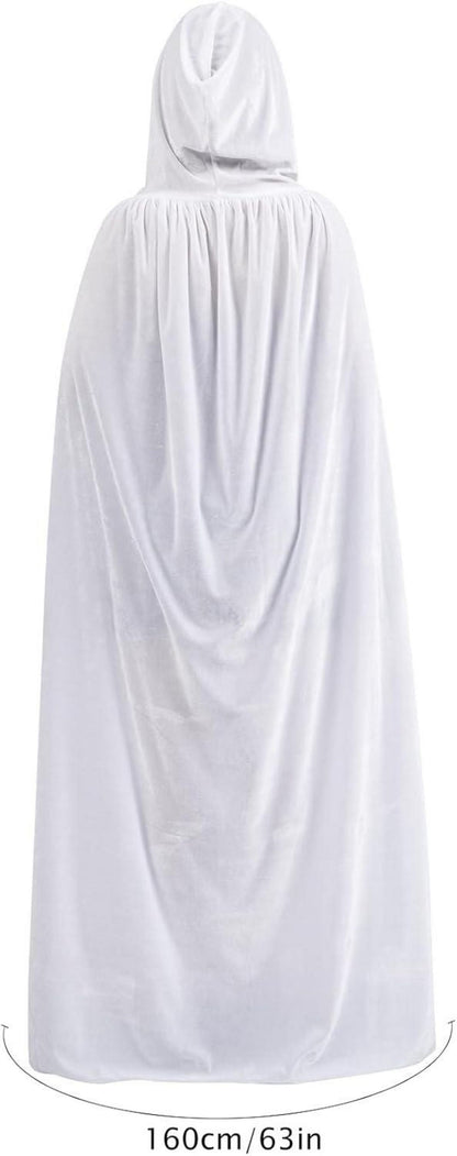 Halloween Umhang mit Kapuze Samtstoff Vampir Kostüm Weiß XXL
