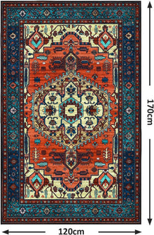 Vintage Boho Teppich Kurzflor rutschfest waschbar 120x170cm