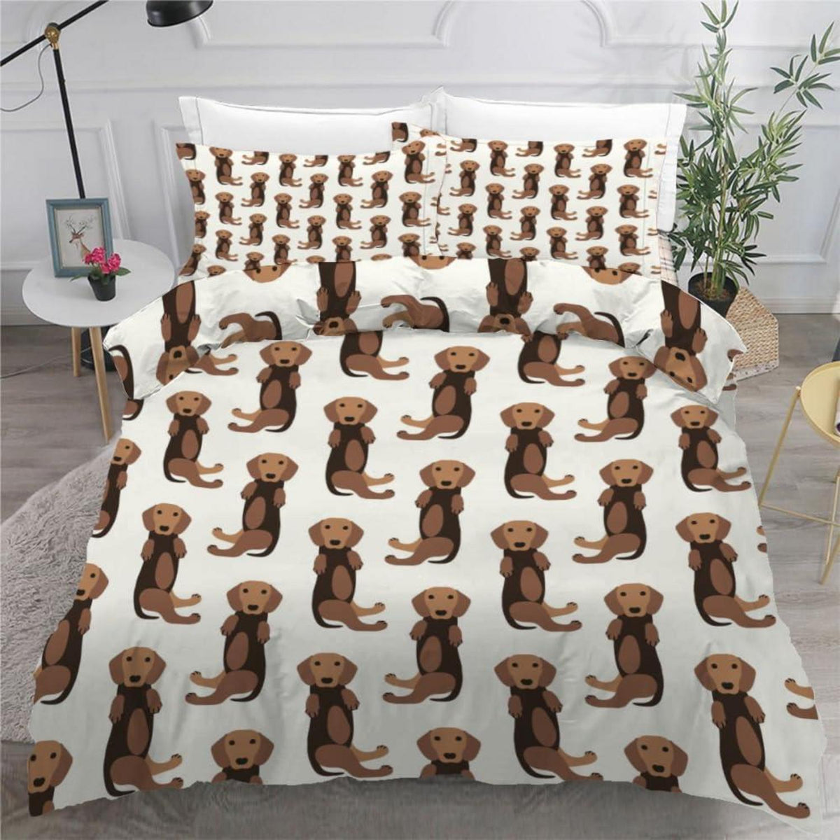 Dackel Bettwäsche Set 220x240 cm - 3-teilig Mikrofaser