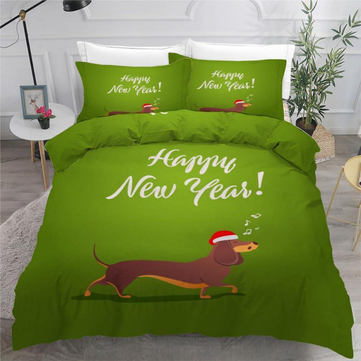 Dackel Bettwäsche Set 220x240 cm - 3-teilig Mikrofaser Weihnachten