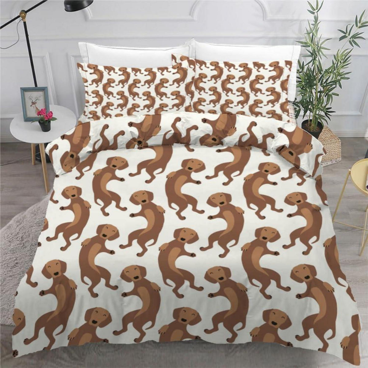 Dackel Bettwäsche Set 200x200 cm - 3-teilig Mikrofaser