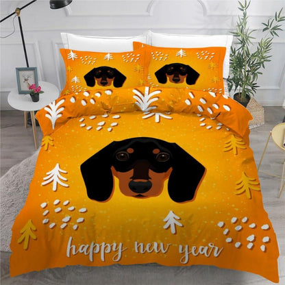 Dackel Bettwäsche Set 135x200 cm - 4-teilig Mikrofaser Weihnachten