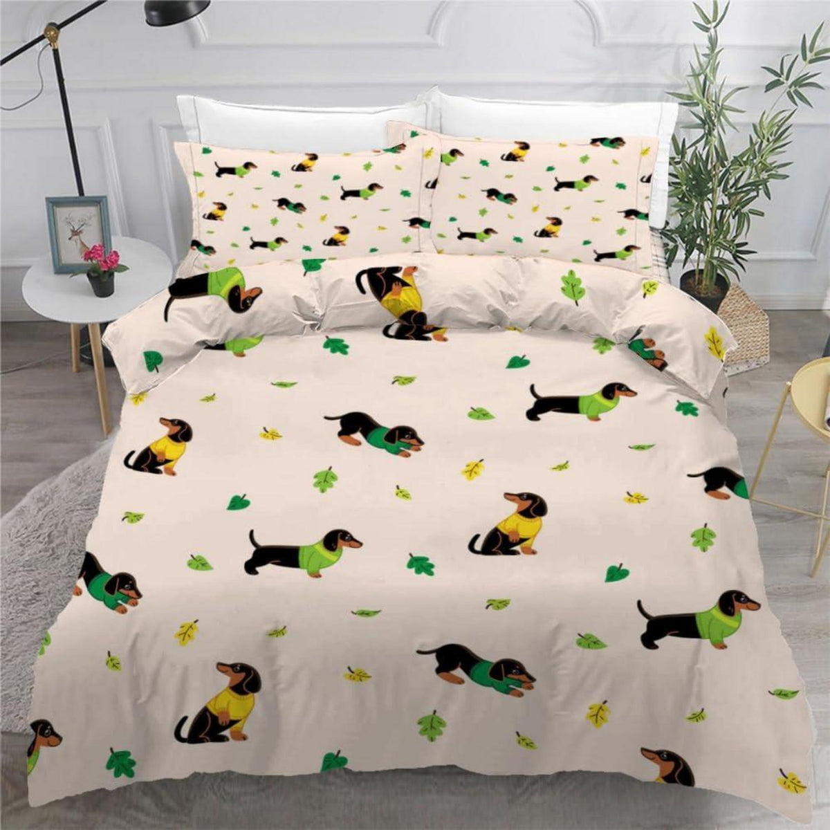 Dackel Bettwäsche Set 220x240 cm - 3-teilig Mikrofaser