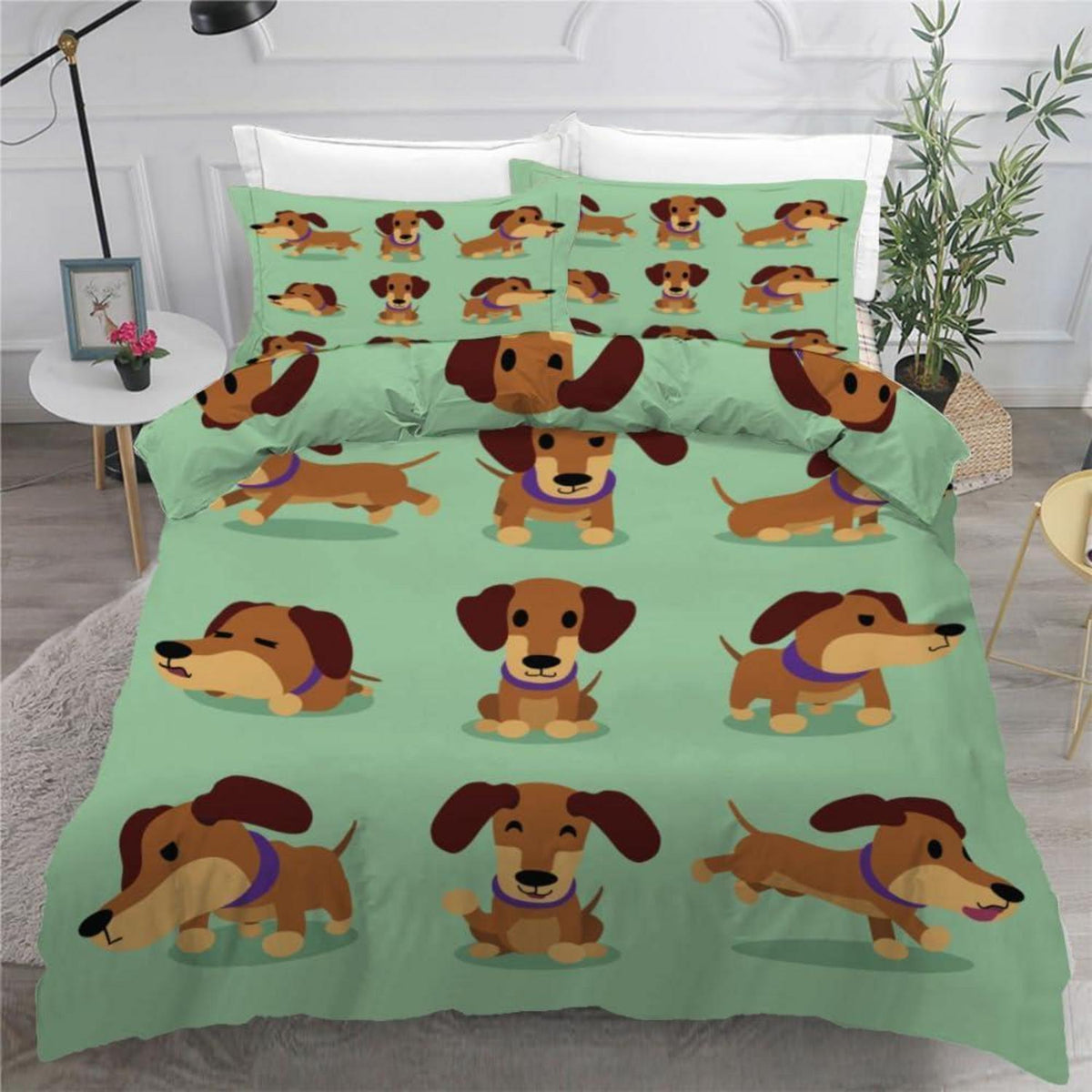 Dackel Bettwäsche Set 220x240 cm - 3-teilig Mikrofaser