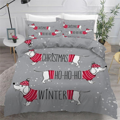Dackel Bettwäsche Set 220x240 cm - 3-teilig Mikrofaser Weihnachten