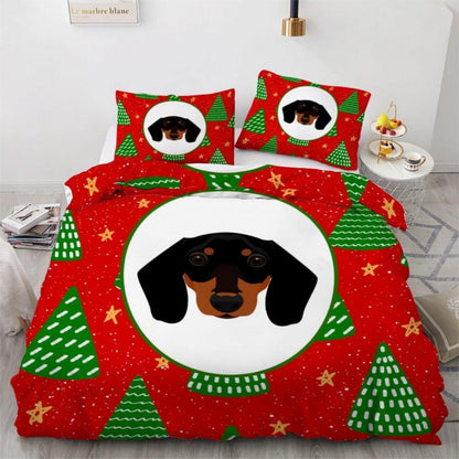 Dackel Bettwäsche Set 200x200 cm - 3-teilig Mikrofaser Weihnachten
