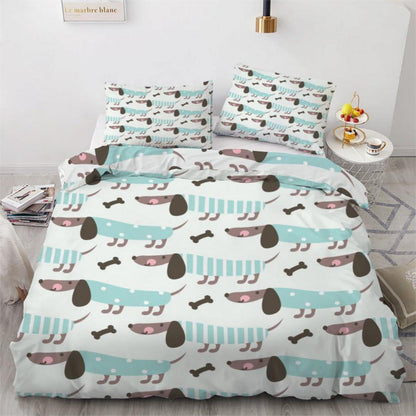 Dackel Kinderbettwäsche Set 135x200 cm 4-teilig Mikrofaser