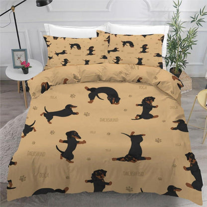 Dackel Bettwäsche Set 200x200 cm - 3-teilig Mikrofaser