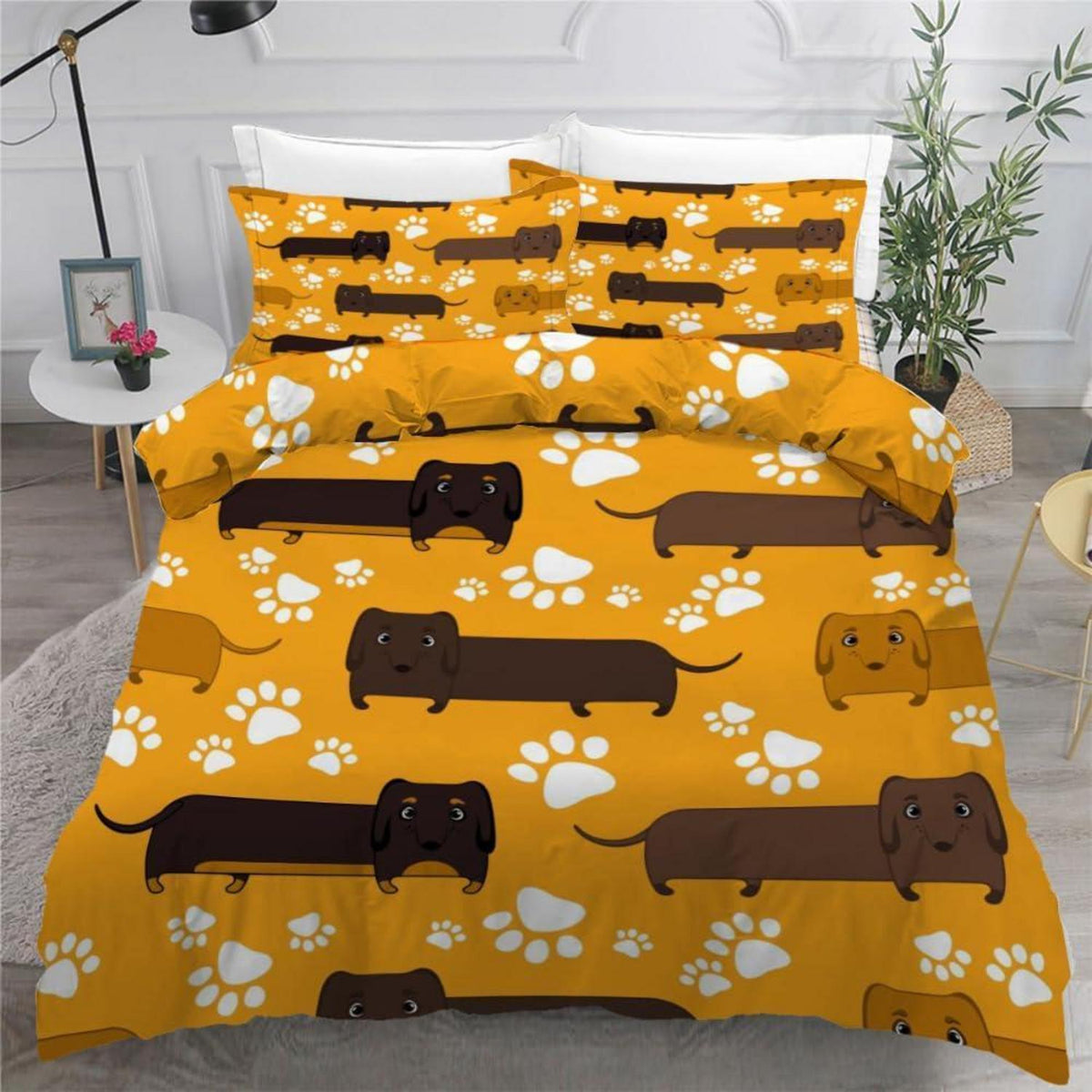 Dackel Bettwäsche Set 220x240 cm - 3-teilig Mikrofaser