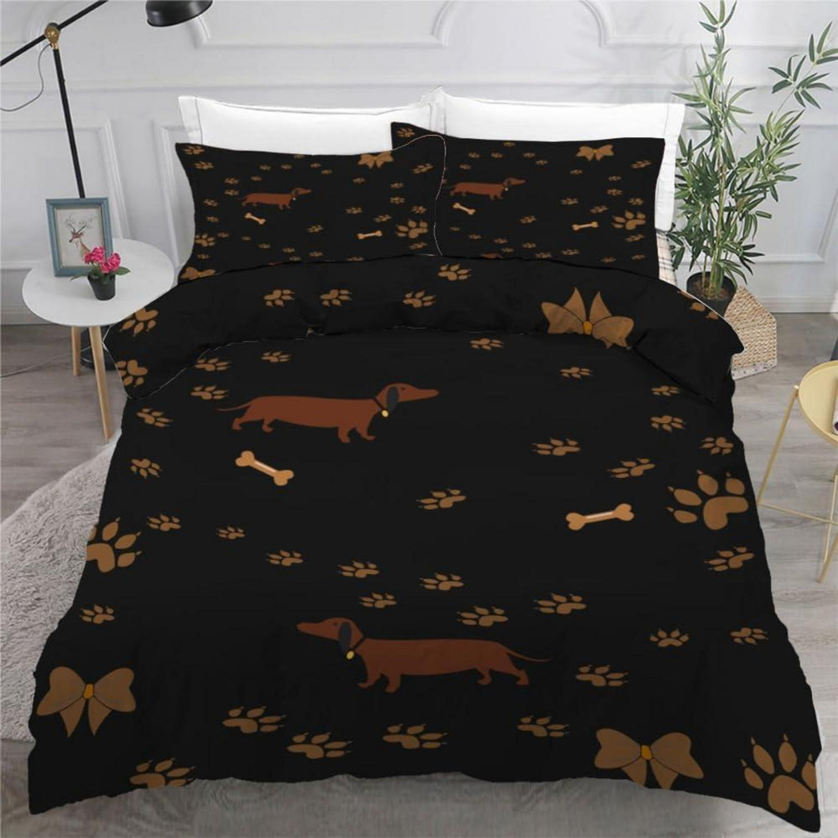 Dackel Bettwäsche Set 220x240 cm - 3-teilig Mikrofaser