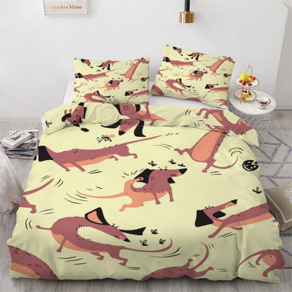 Dackel Bettwäsche Set 220x240 cm - 3-teilig Mikrofaser