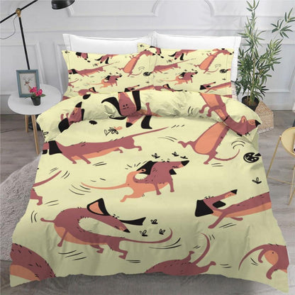 Dackel Bettwäsche Set 220x240 cm - 3-teilig Mikrofaser