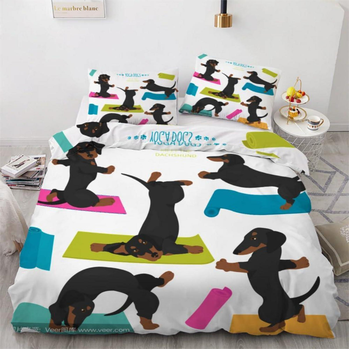 Dackel Kinderbettwäsche Set 135x200 cm 4-teilig Mikrofaser