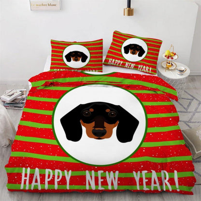 Dackel Bettwäsche Set 220x240 cm - 3-teilig Mikrofaser Weihnachten