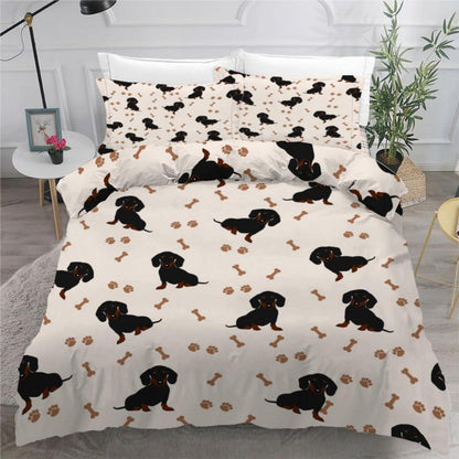 Dackel Bettwäsche Set 220x240 cm - 3-teilig Mikrofaser