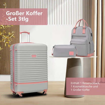 COOLIFE Großer 3tlg Koffer-Set ABS Hartschalen Trolley