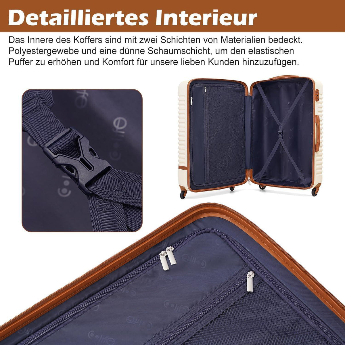 Hartschalen Koffer 3tlg Set Grau/Rosa, TSA-Schloss, Reiserucksack