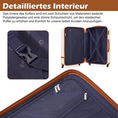 Hartschalen Koffer 3tlg Set Grau/Rosa, TSA-Schloss, Reiserucksack