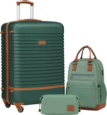 ABS Hartschalen Koffer-Set 3tlg Dunkelgrün/Braun TSA-Schloss