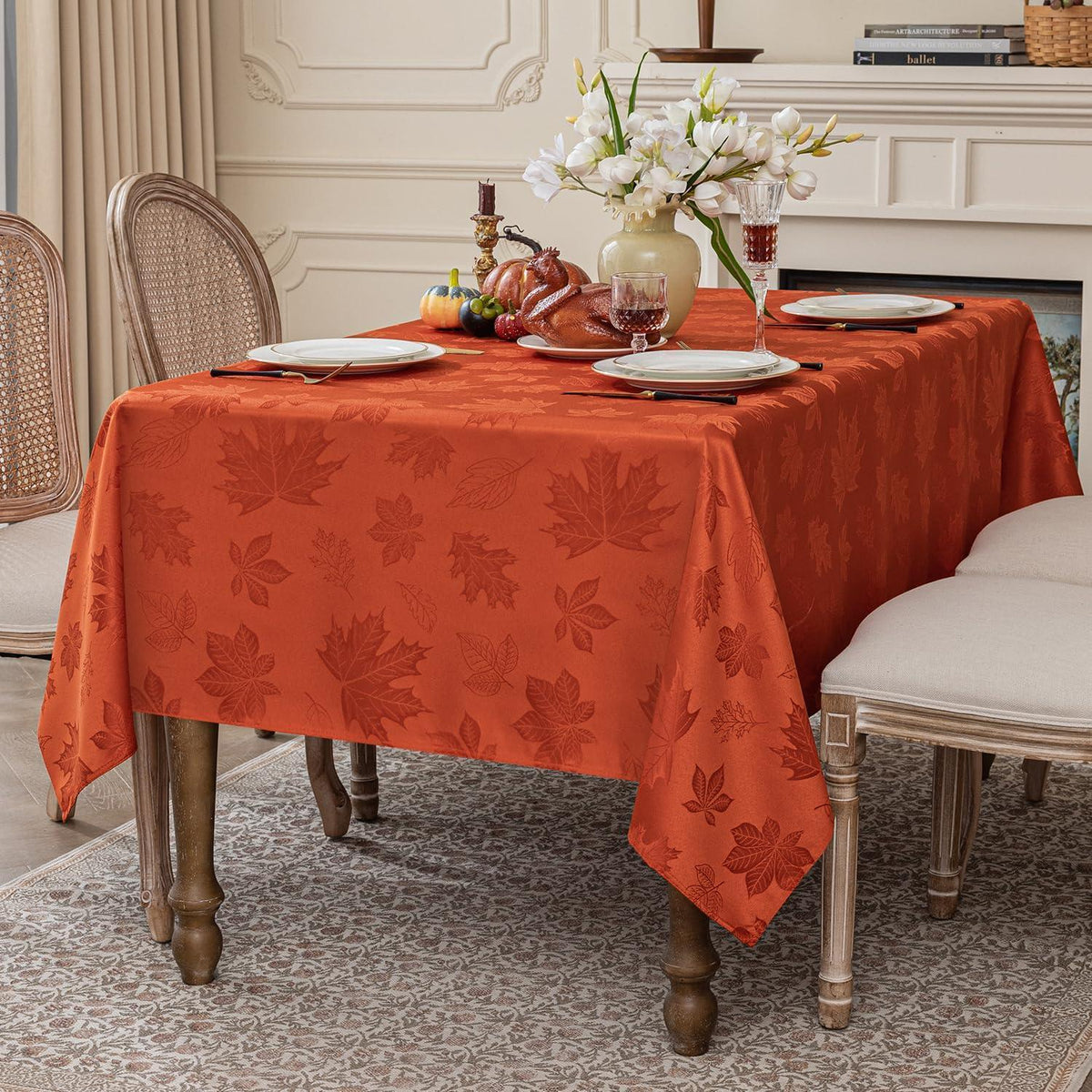 Jacquard Tischdecke Herbst Ahornblatt, 152x259 cm