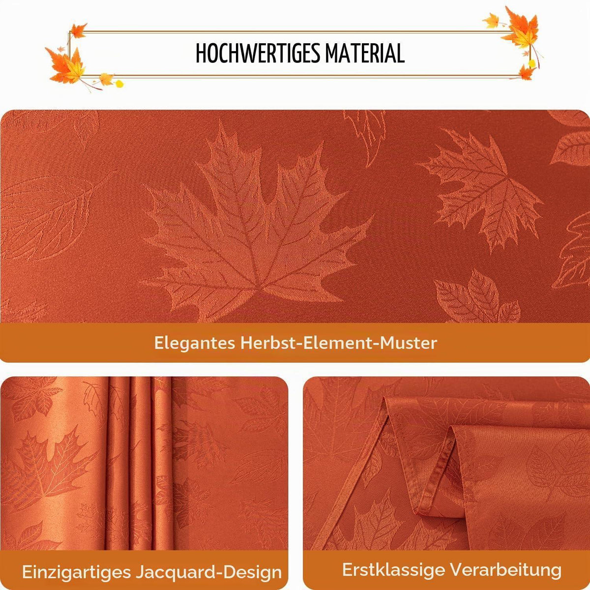 Jacquard Tischdecke Herbst Ahornblatt, 152x259 cm