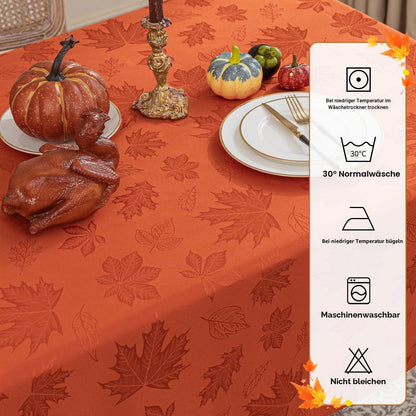 Jacquard Tischdecke Herbst Ahornblatt, 152x259 cm