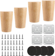 6cm Tischbeine Holz 4 Stück Möbelfüße Eiche inkl. Montageplatten