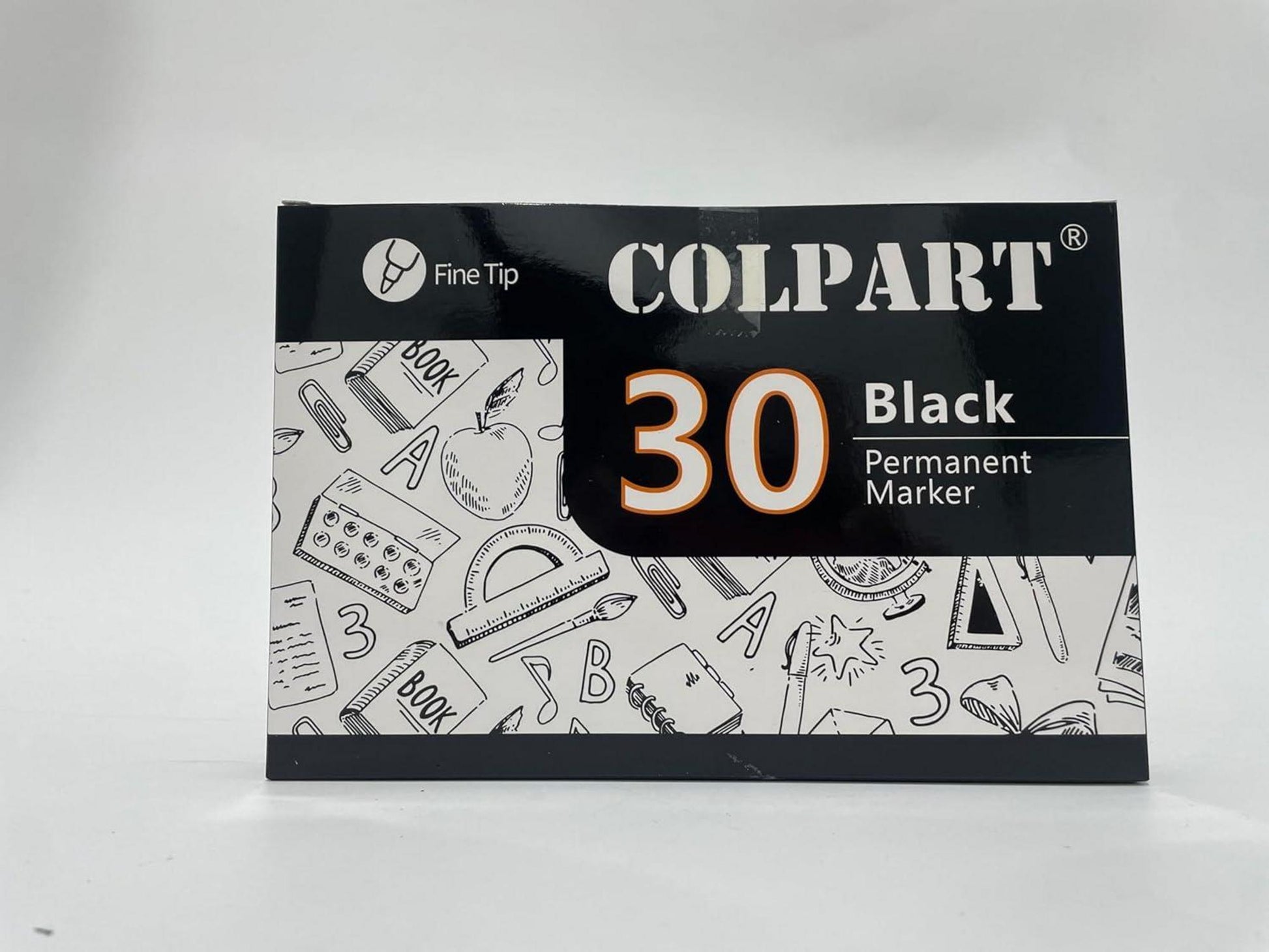 30er Pack Fine Tip Black Permanent Marker Set Waterproof & Fade-resistant