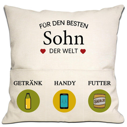 Mum Dad Sohn Kissenbezug 18x18 Zoll - Geschenkidee