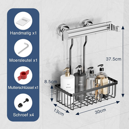 Duschablage zum Hängen Edelstahl Schwarz ohne Bohren