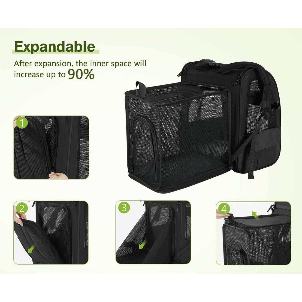 Erweiterbarer Haustier-Rucksack XL für Hunde & Katzen