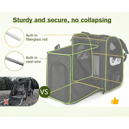 Erweiterbarer Haustierrucksack XL mit Fenster für Hunde & Katzen
