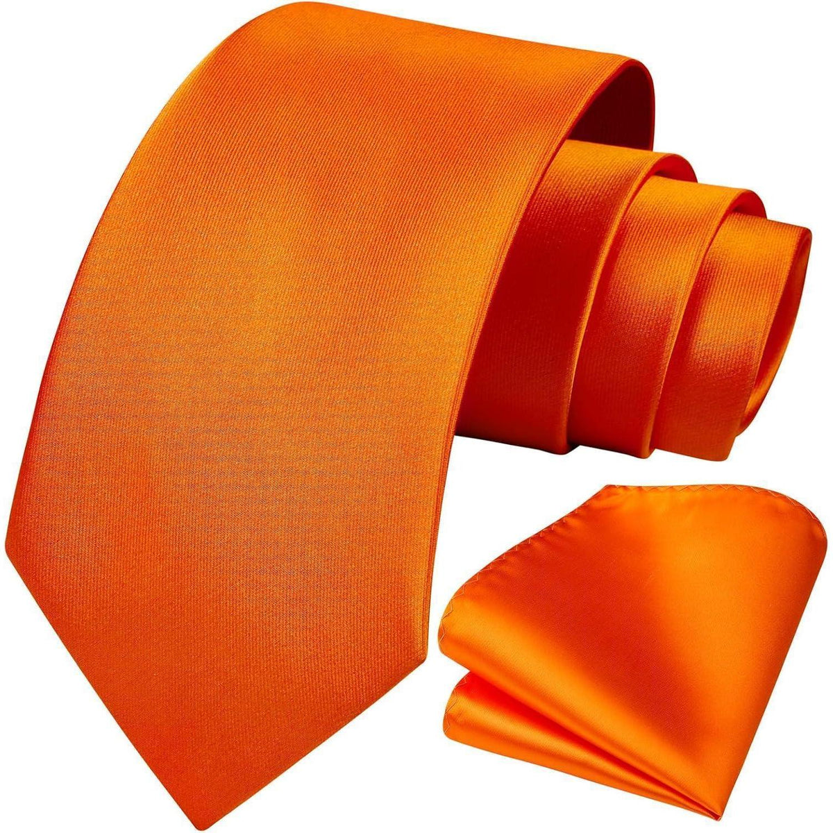 Herren Krawatten-Set mit Einstecktuch, leuchtendes Orange