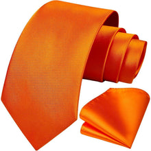 Herren Krawatten-Set mit Einstecktuch, leuchtendes Orange