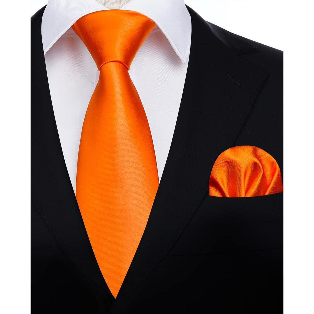 Herren Krawatten-Set mit Einstecktuch, leuchtendes Orange