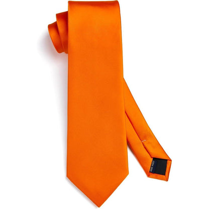 Herren Krawatten-Set mit Einstecktuch, leuchtendes Orange