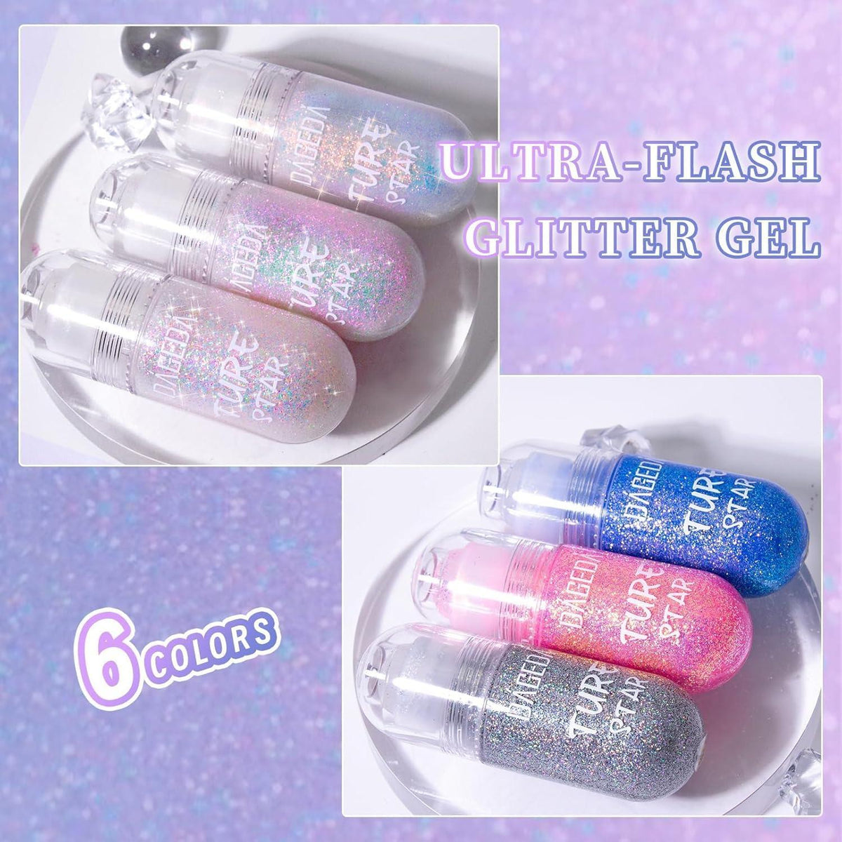 Prreal Glitter Gel Color Change Festival Rave Holographic Hair Glitter(03