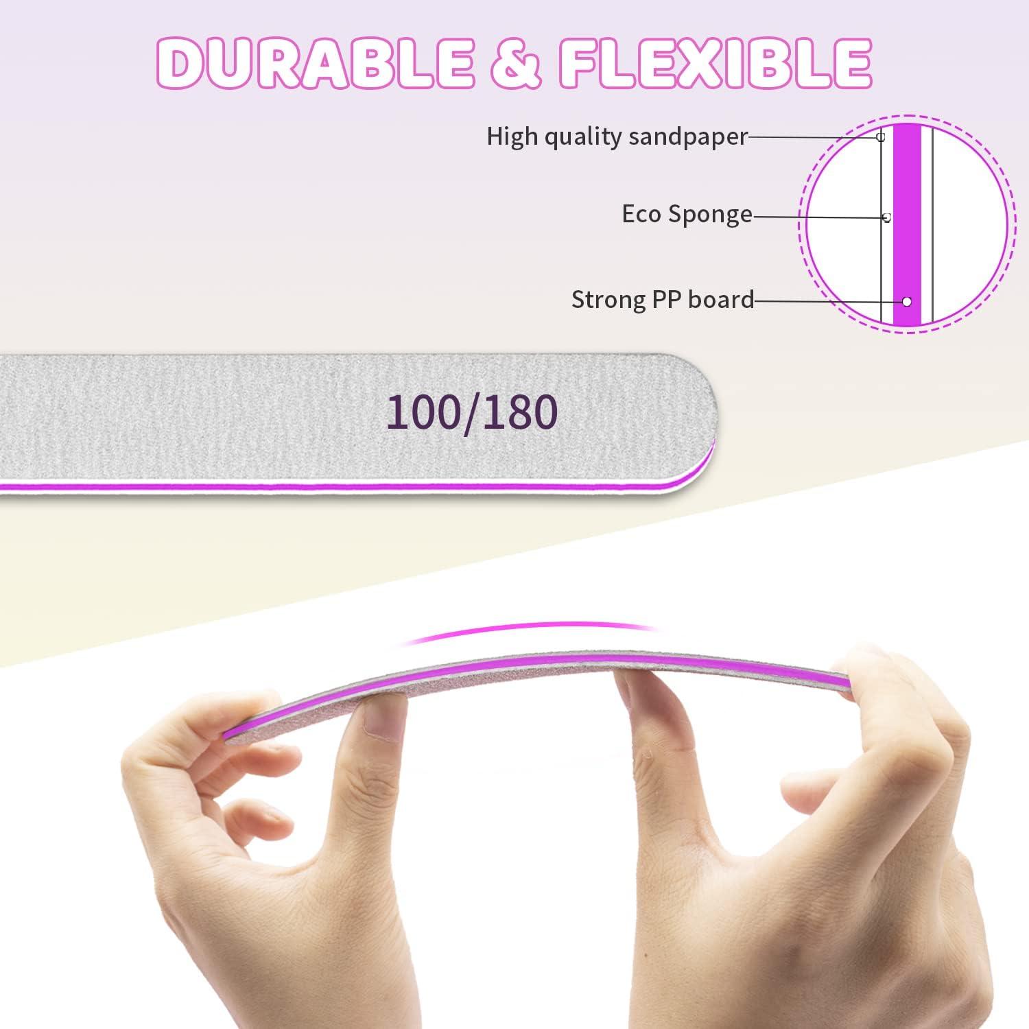 25 Nagelfeilen 180/240 Grit für Naturnägel & Gel, Profi Feilen Set